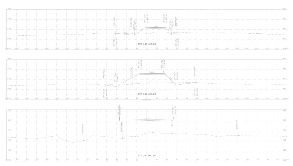 OpenRoads roadway model and section visualization
